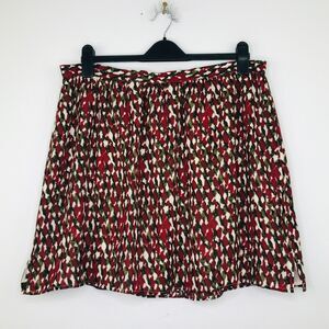 Doncaster Women's 14M Skirt Red Green Printed Silk Split Hem A-Line NWT BG21